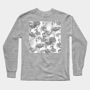 Light Gray Watercolor Floral Long Sleeve T-Shirt